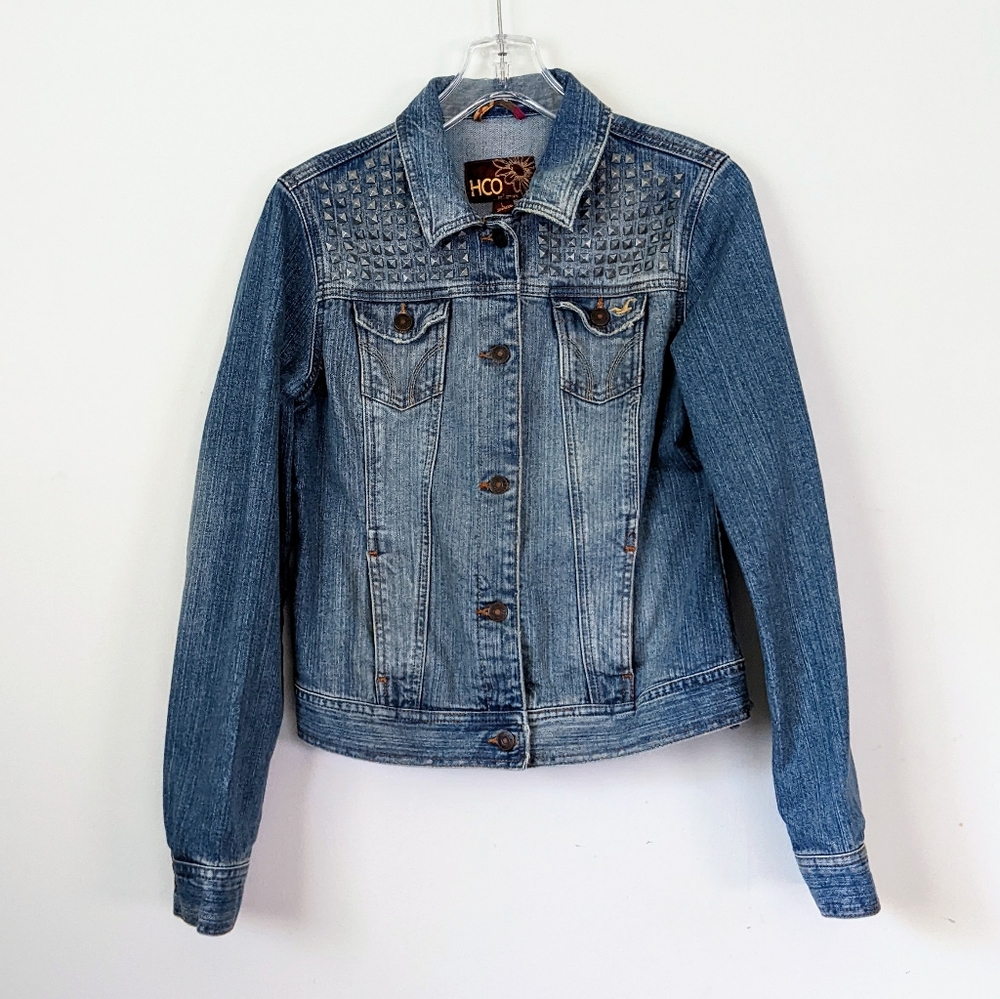 Hollister HCO Stretch Studded Edgy Trucker Jean Jacket